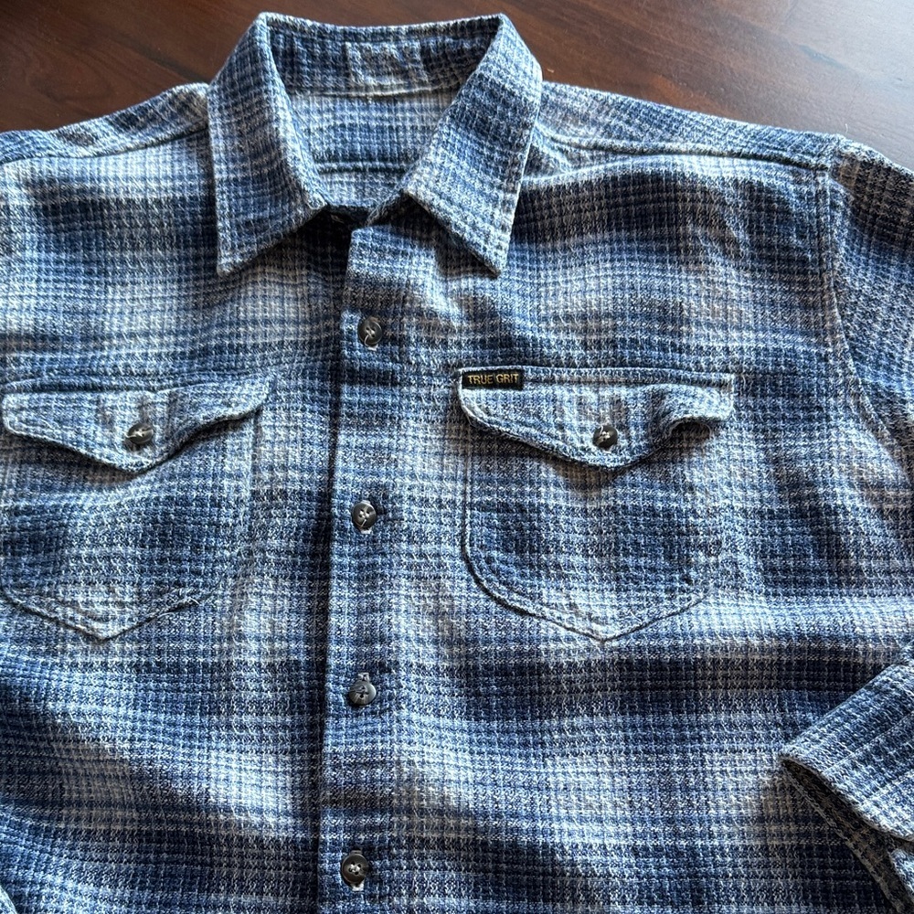 True grit - Navy and White Checkered Shirt - xl men